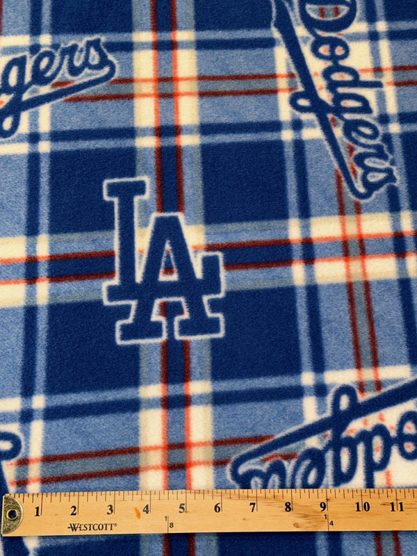 MLB LA Dodgers Blue & White Checkered Fleece