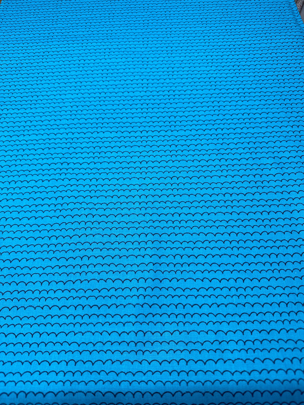 MMMM on Blue Cotton - 44/45" Wide - 100% Cotton sec ST