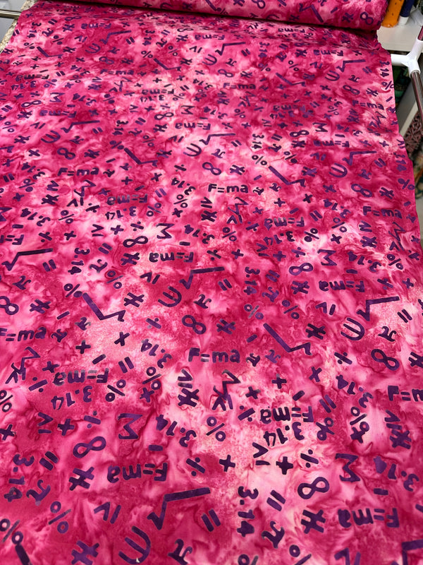 Math Signs on Scarlet Batik Cotton - 44/45" Wide - 100% Cotton - sec.6