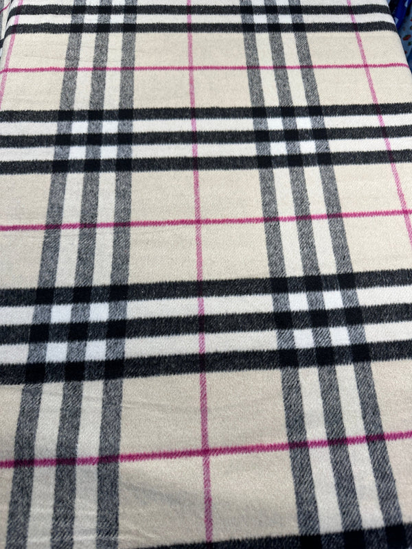 Burberry Multicolor Plaid - Melton Wool Blend - 58" Wide - 50% Wool 50% Poly