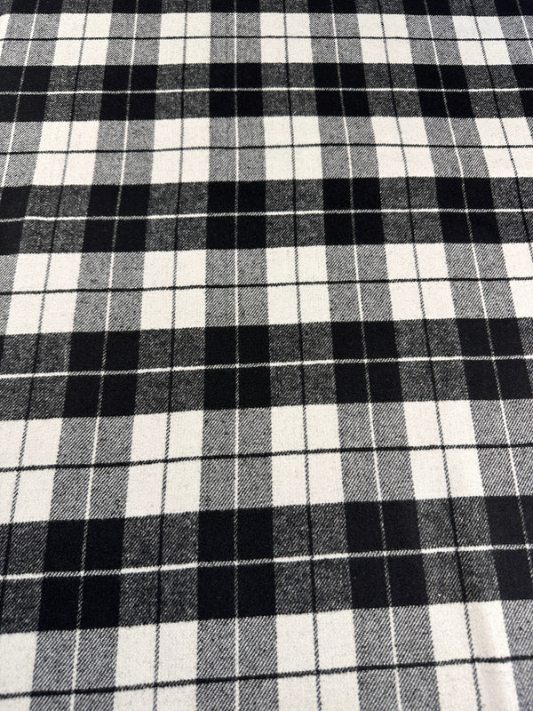 Erskine(BlackWhite) Modern Tartan - Melton Wool Blend - 58" Wide - 50% Wool 50% Poly