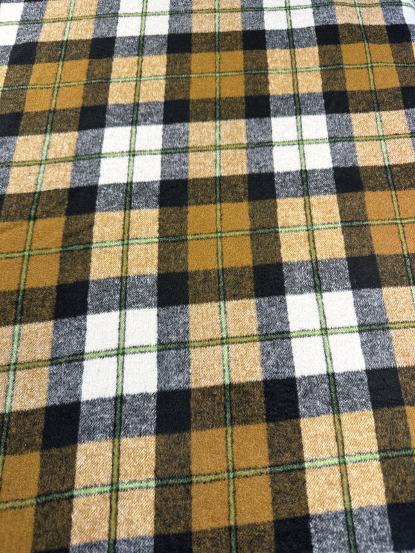 Mustard Tartan Plaid - Melton Wool Blend - 58" Wide - 50% Wool 50% Poly