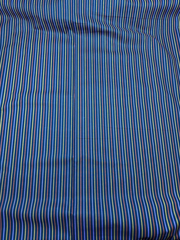 Multicolored Stripes on Navy Blue Cotton - 43/44" - 100% Cotton