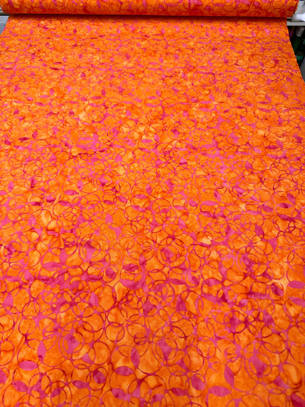 Orange Sunshine Circles Batik Cotton - 44/45" Wide - 100% Cotton - sec.6