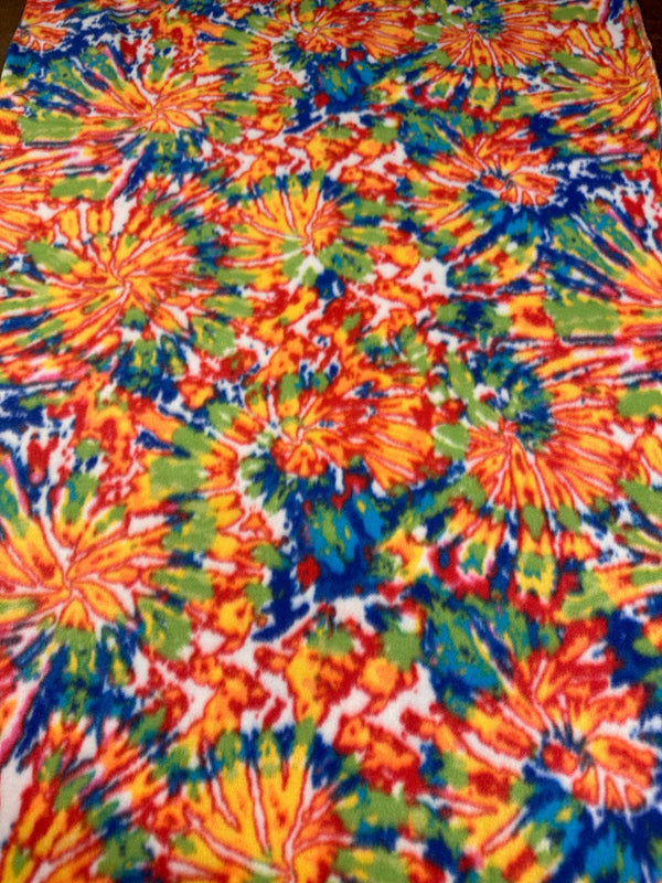 Orange Tie Dyed Pattern on Fleece Fabric - 58/60" Wide