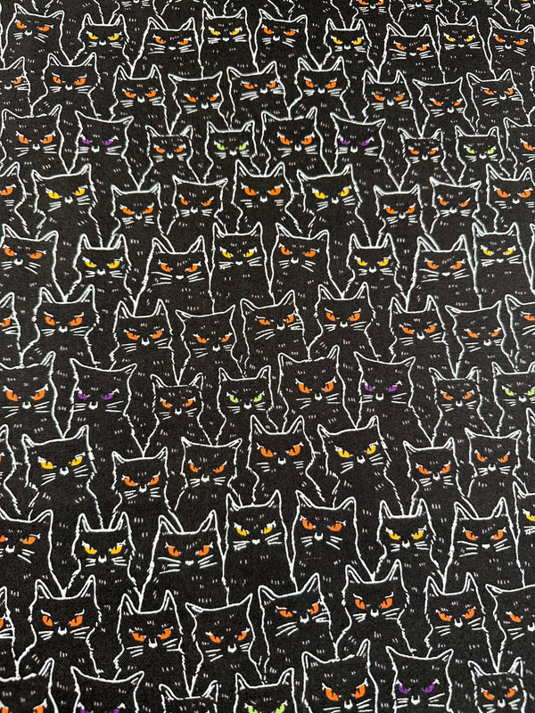 Cat Eyes - Cotton Fabric - Halloween - 44/45" Wide - 100% Cotton