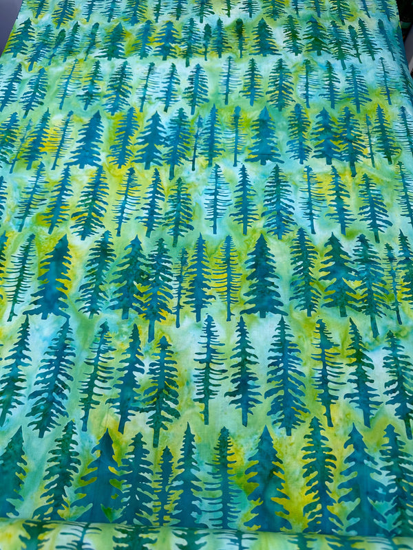 Pines on Aqua Batik Cotton - 44/45" Wide - 100% Cotton - sec.6