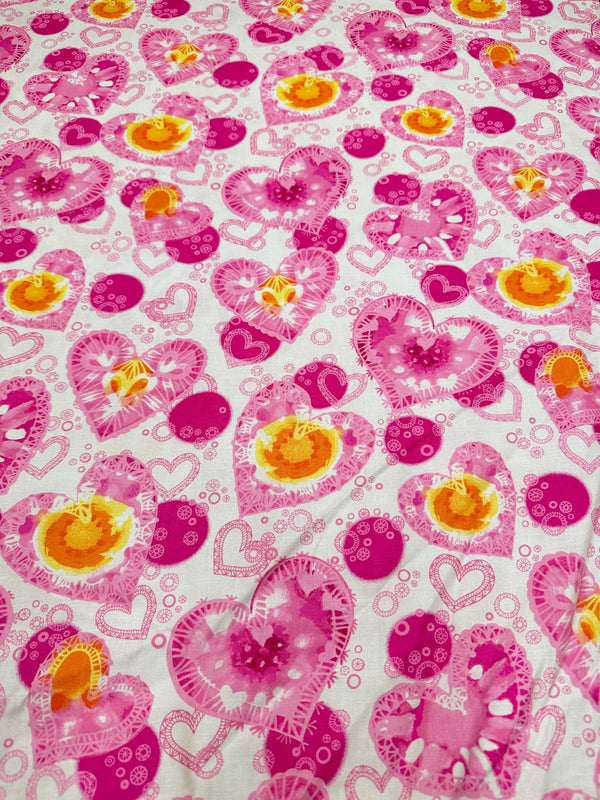 Pink Hearts - Quilting Fabric - 44/45" Wide - 100% Cotton - Sec 2