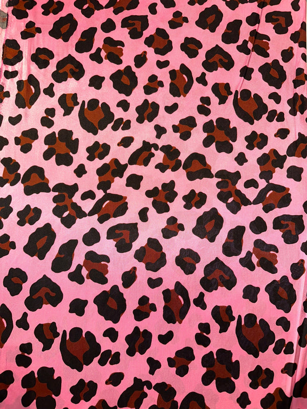 Pink Leopard Pattern - 100% Silk - 44/45" Wide