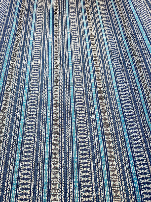 Prima Blue Stripe Upholstery Fabric - 56" Wide