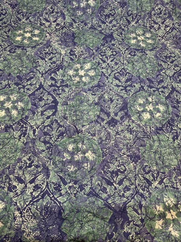 Purple & Green Print - Linen Blend - 54" Wide - 55% Linen 45% Cotton