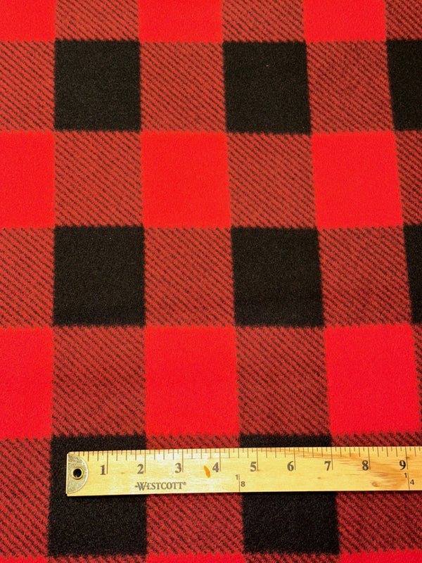 Red & Black Checkered Fleece - 58/60" Wide