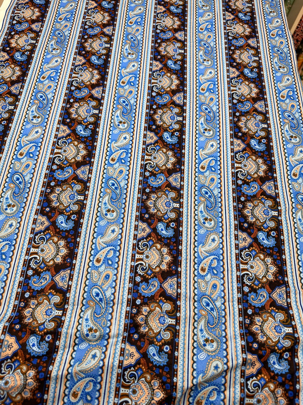Blue Paisley Floral Cotton Fabric - 44/45" Wide - 100% Cotton