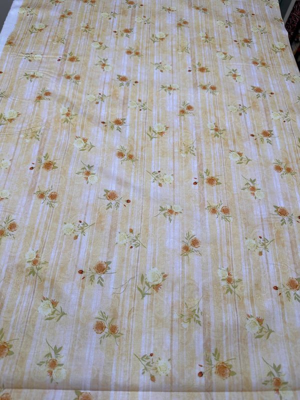 Roses on Pale Stripes - Cotton Fabric - 44/45" Wide - 100% Cotton sec7