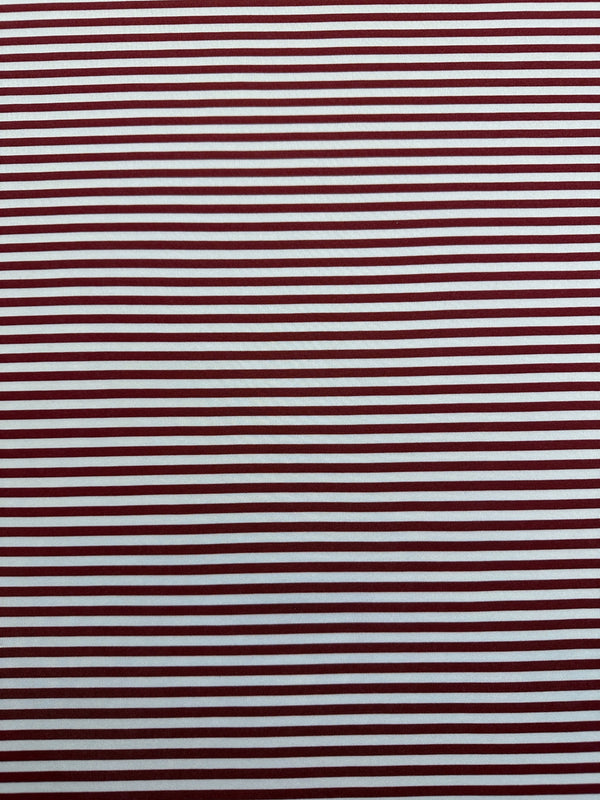 Scuba Fabric -Burgundy & White Stripes on Neoprene Fashion Fabric - 58" Wide