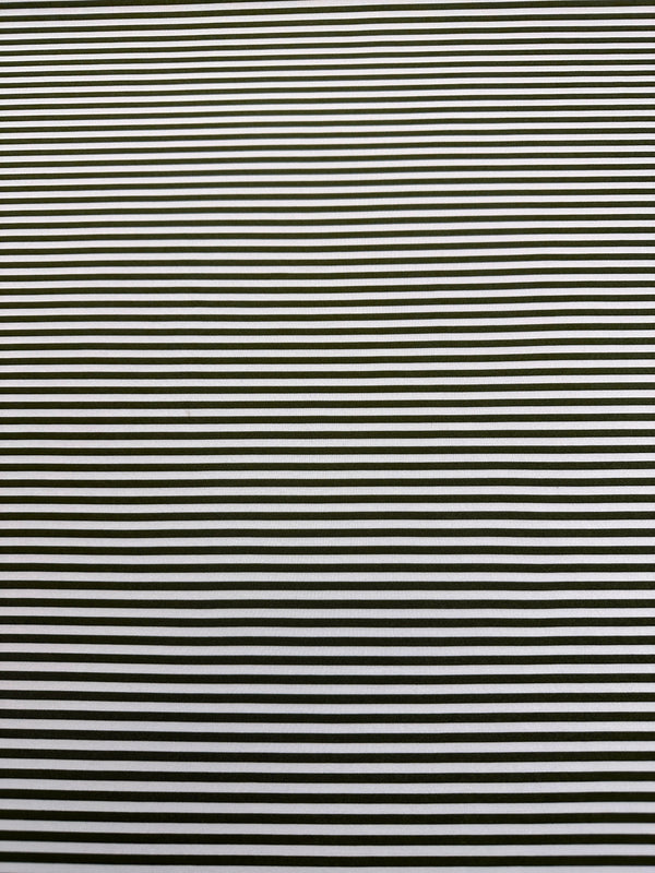 Scuba Fabric - Olive & White Stripes on Neoprene Fashion Fabric - 58" Wide