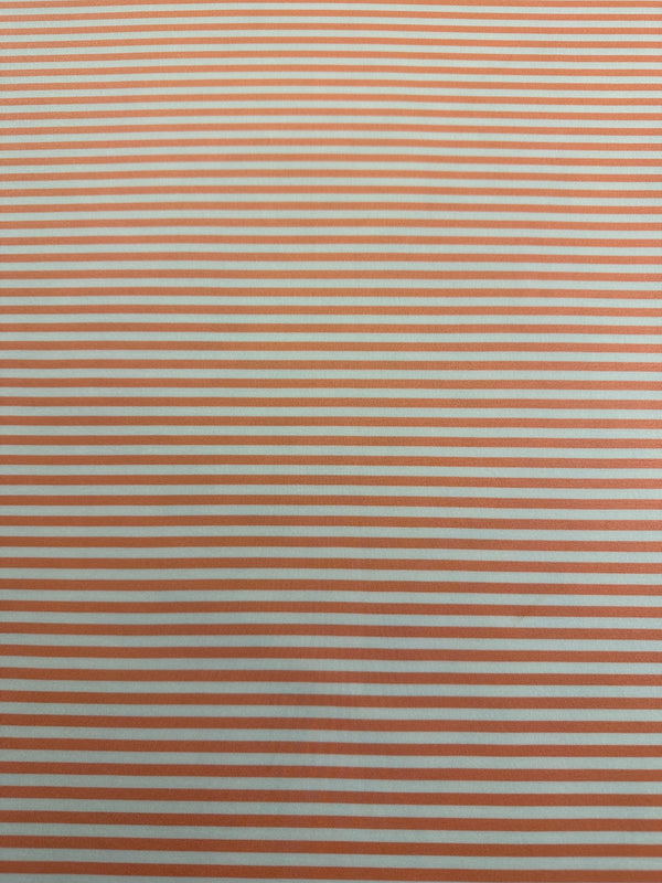 Scuba Fabric - Peach & White Stripes on Neoprene Fashion Fabric - 58" Wide