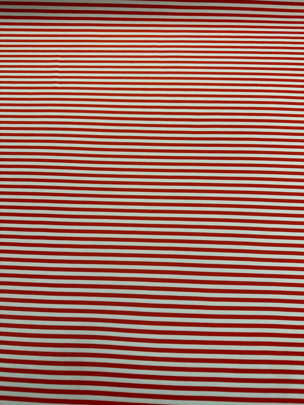 Scuba Fabric - Red & White Stripes on Neoprene Fashion Fabric - 58" Wide