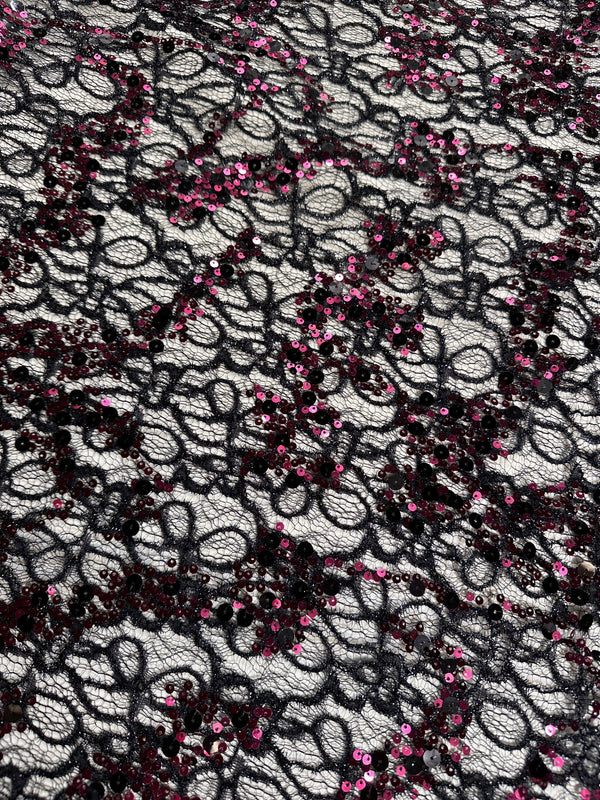 Sequins Black Lace - Fashion Fabric - 54" Wide