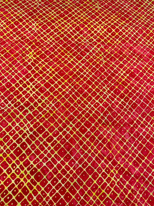 Shibori Pineapple Red Batik Cotton - 44/45" Wide - 100% Cotton Fabric