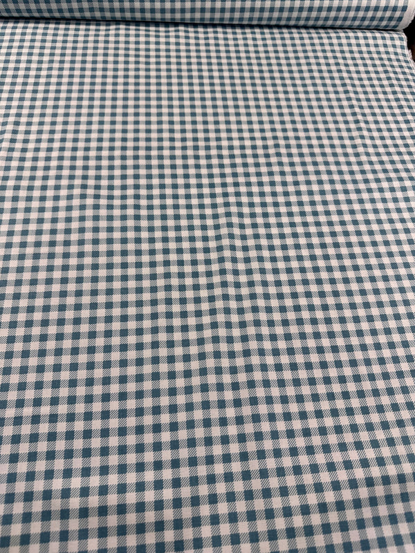 Small Teal Checks - Cotton Fabric - 44/45" Wide - 100% Cotton AI2
