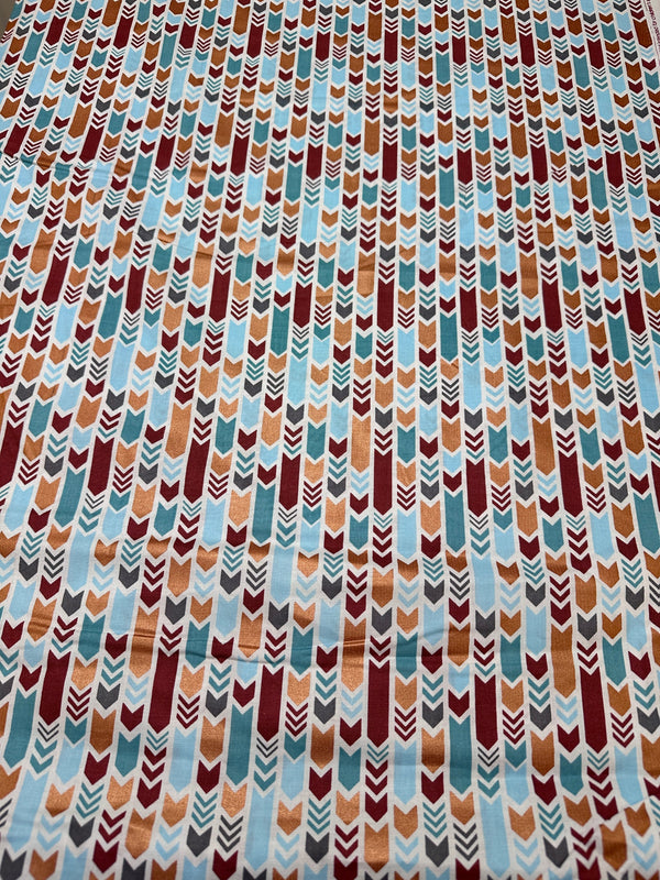 Teal Blue Green Burgundy Arrow Indian Stripe Cotton Fabric - 44/45" Wide - 100% Cotton