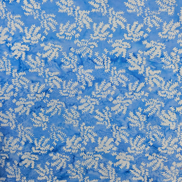 Tiny Leaves & Clouds: Sky Blue and White Quilting Fabric by Batik - 44/45" Wide - 100% Cotton sec4