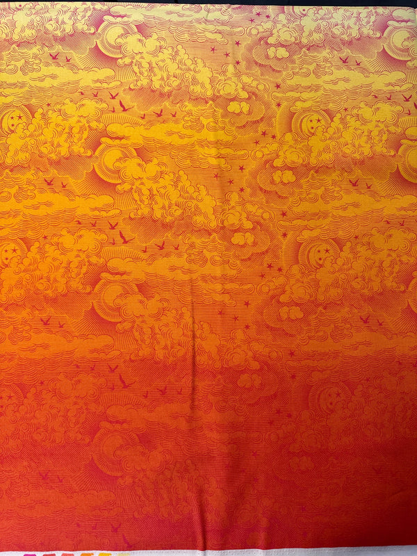 Tula Pink - Daydreamer - Little Fluffy Clouds - Mango - Cotton Fabric - 44/45" Wide - 100% Cotton