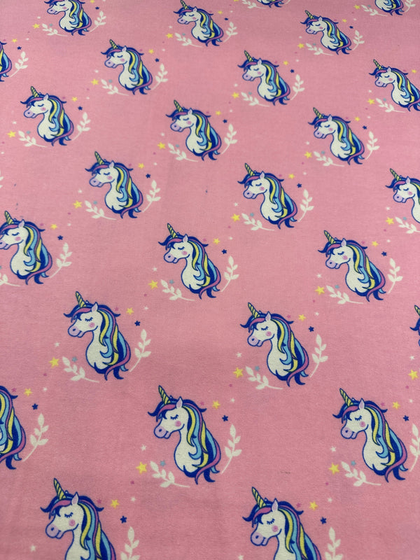 Unicorns on Pink Flannel - Cotton Flannel Fabric -  44/45" Wide - 100% Cotton