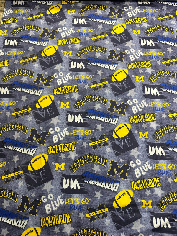 University Michigan Wolverines - Cotton Fabric - 44/45" Wide - 100% Cotton (Copy)