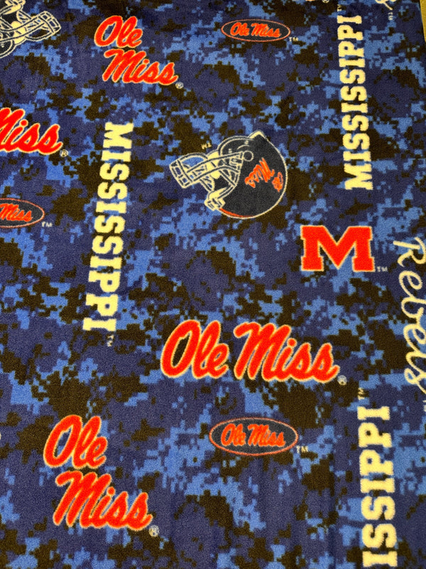 University Mississippi - Ole Miss Runnin' Rebels - Fleece Fabric - 58/60" Wide
