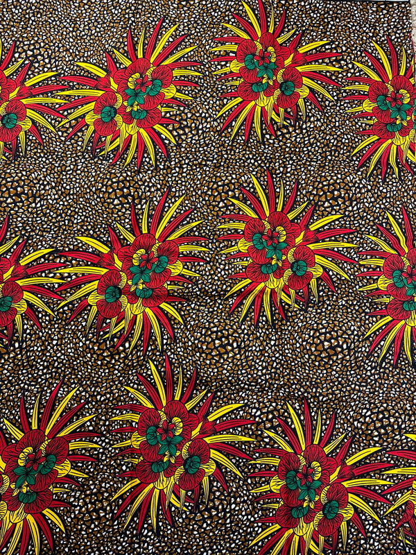 Vlisco African Fabric - Wax Block Print Cotton Fabric -  44" wide - 100% Cotton