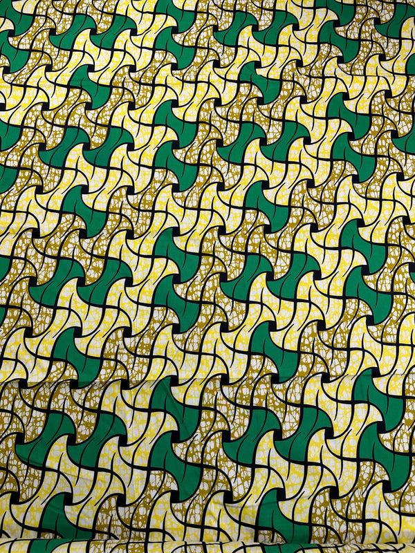 Vlisco African Fabric - Wax Block Print Cotton Fabric -  44" wide - 100% Cotton