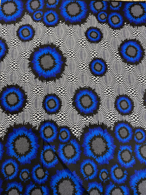 Vlisco African Fabric - Wax Block Print Cotton Fabric -  44" wide - 100% Cotton