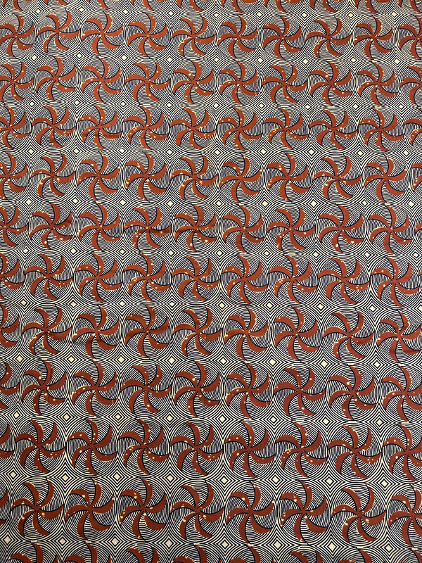 Vlisco African Fabric - Wax Block Print Cotton Fabric -  44" wide - 100% Cotton
