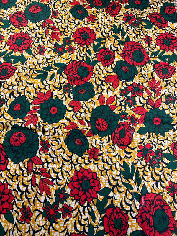 Vlisco African Prints - Super Wax Block Prints Cotton Fabric - 44" wide - 100% Cotton