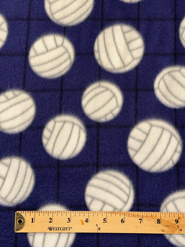 Volleyballs on Blue Fleece - 58/60" Wide