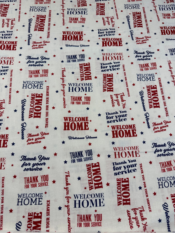 Welcome Home & Thank you for your Service! - 44/45" Wide - 100% Cotton secZ