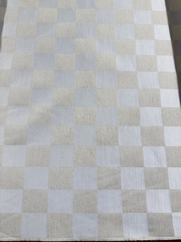 White Checkered Upholstery Fabric - 56" Wide