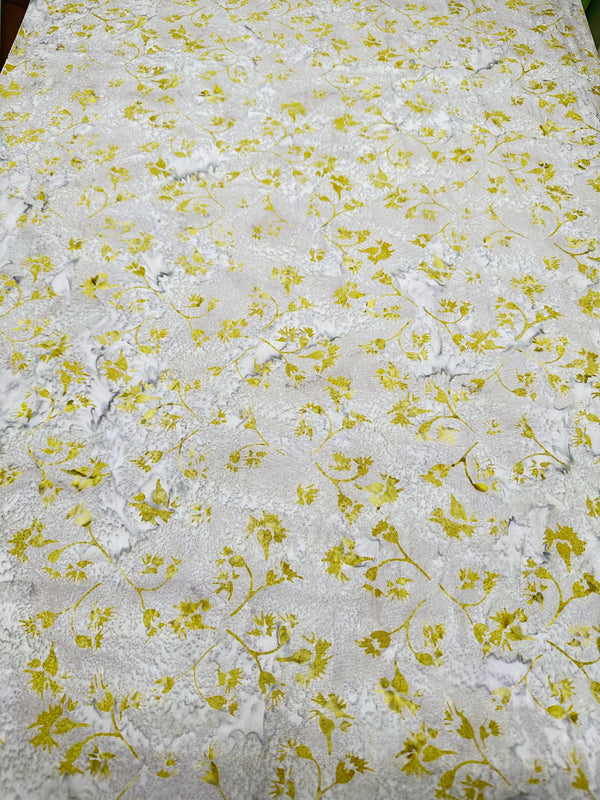 Yellow Flowers on Batik Cotton - 44/45" Wide - 100% Cotton sec4