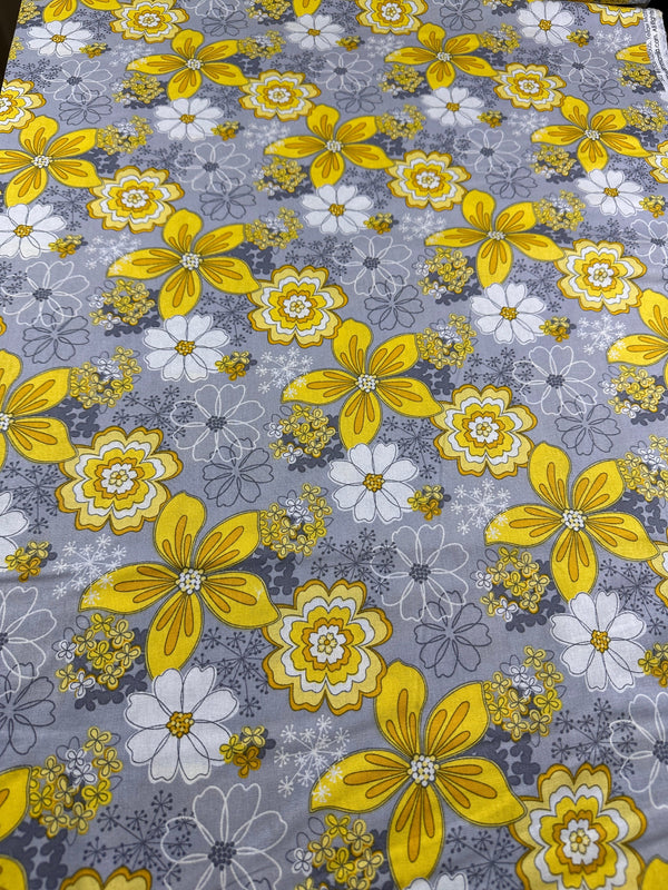 Yellow & White Flowers - Cotton Fabric - 44/45" Wide - 100% Cotton - AI2