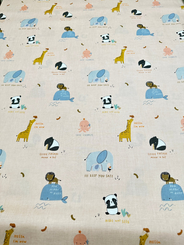 Zoo Animals - Quilting Fabric - 44/45" Wide - 100% Cotton - Sec 2